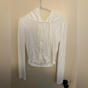 Women's White Zip-Up Hoodie